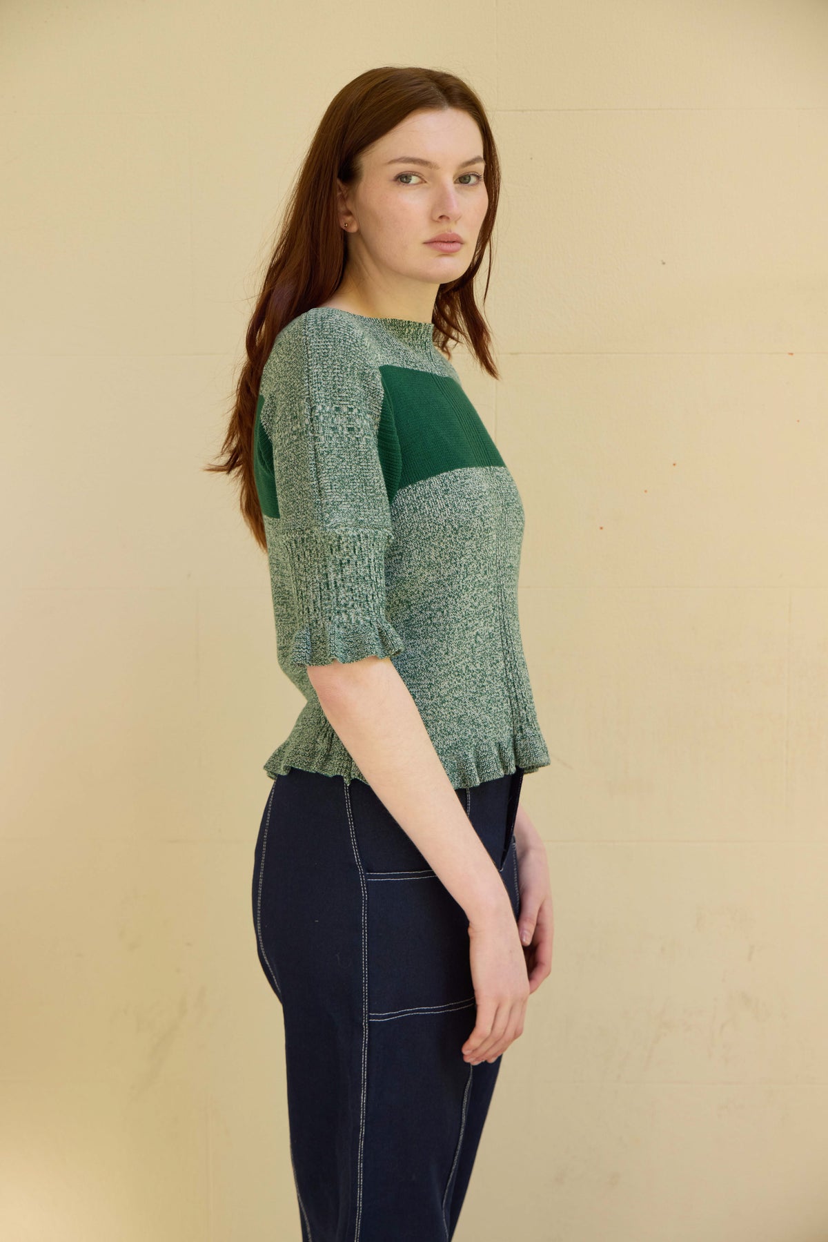 Clay knit top in green (pre-order)