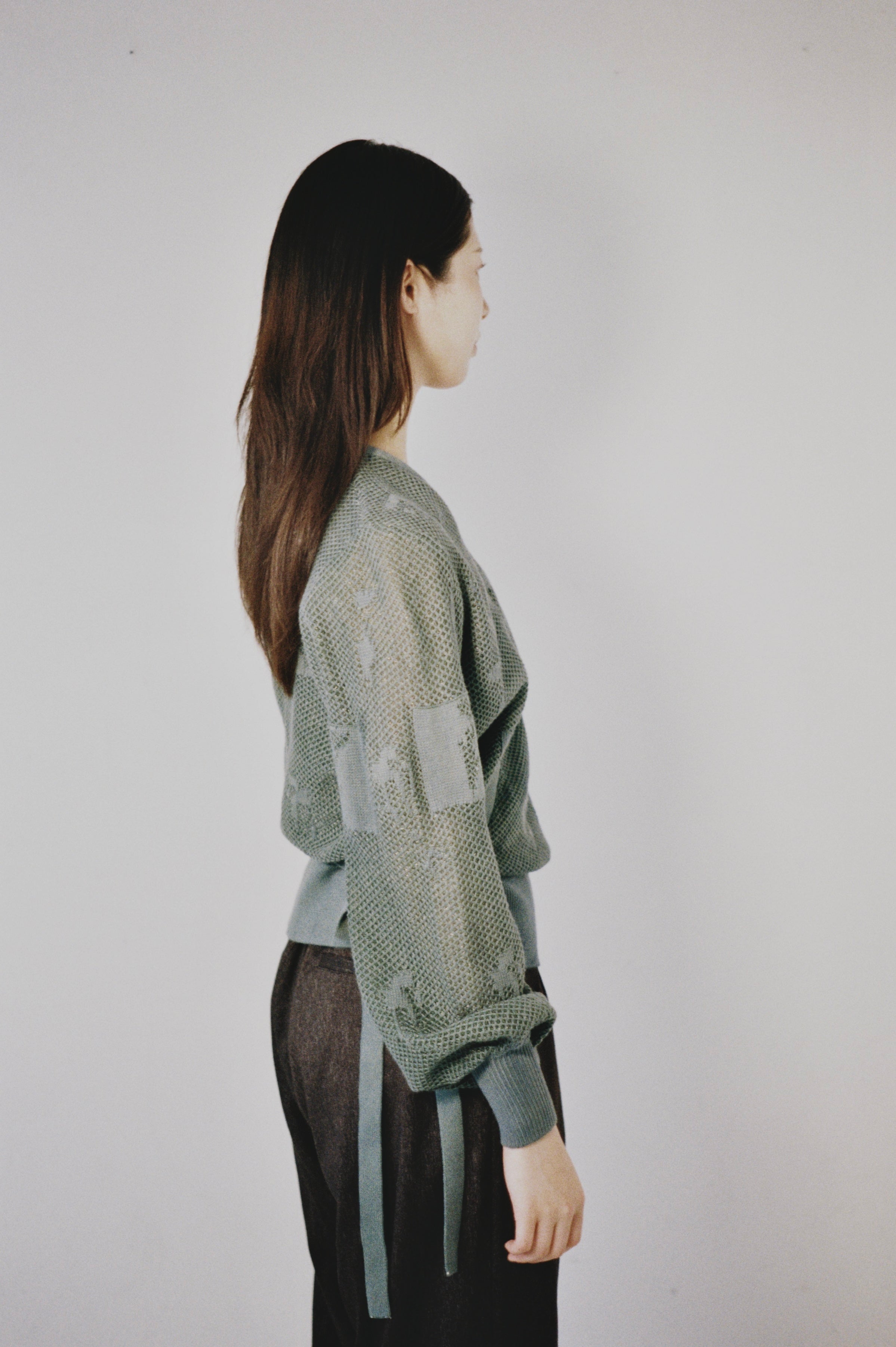 Flora wrap knit top in green