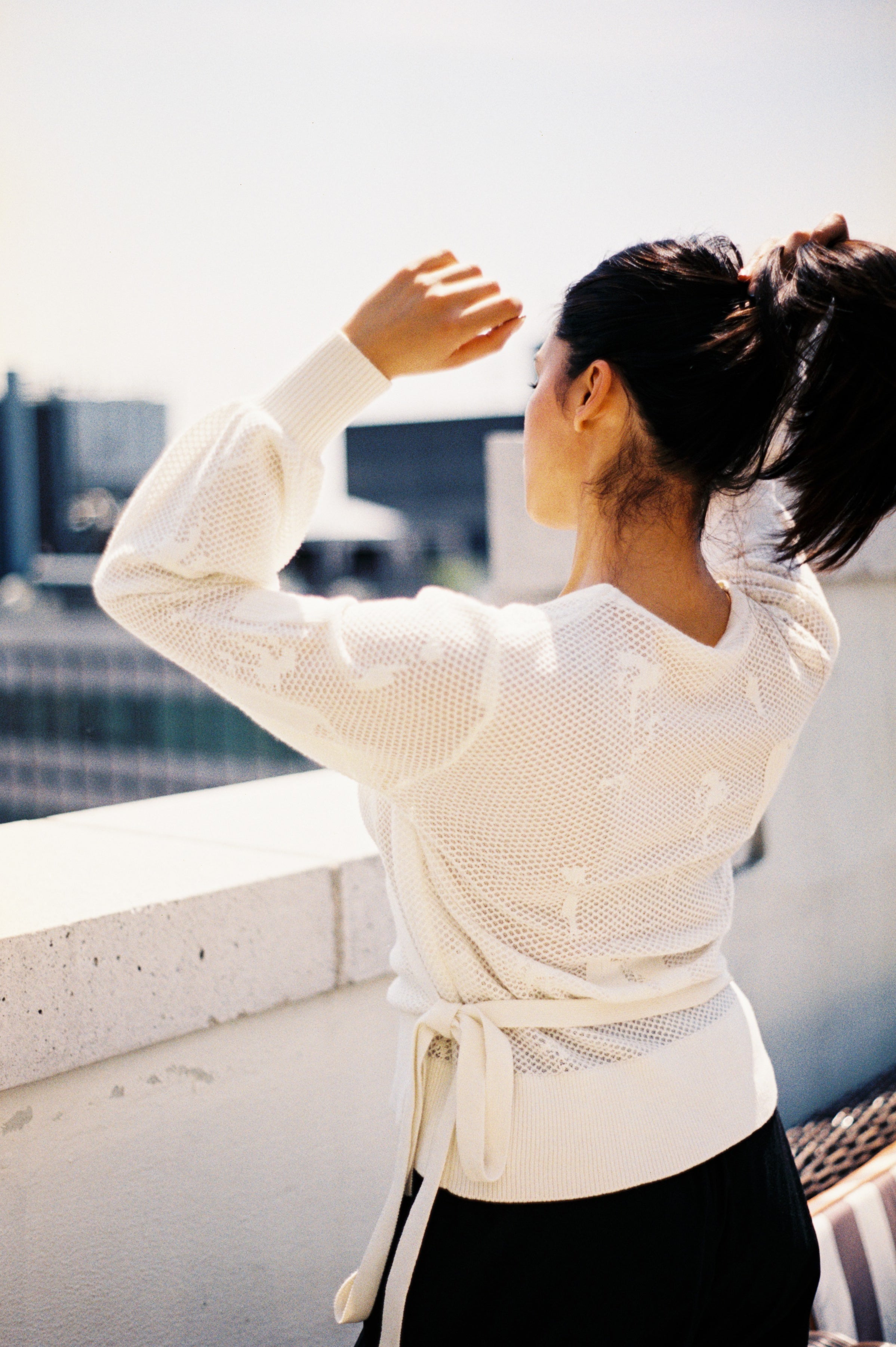 Flora wrap knit top