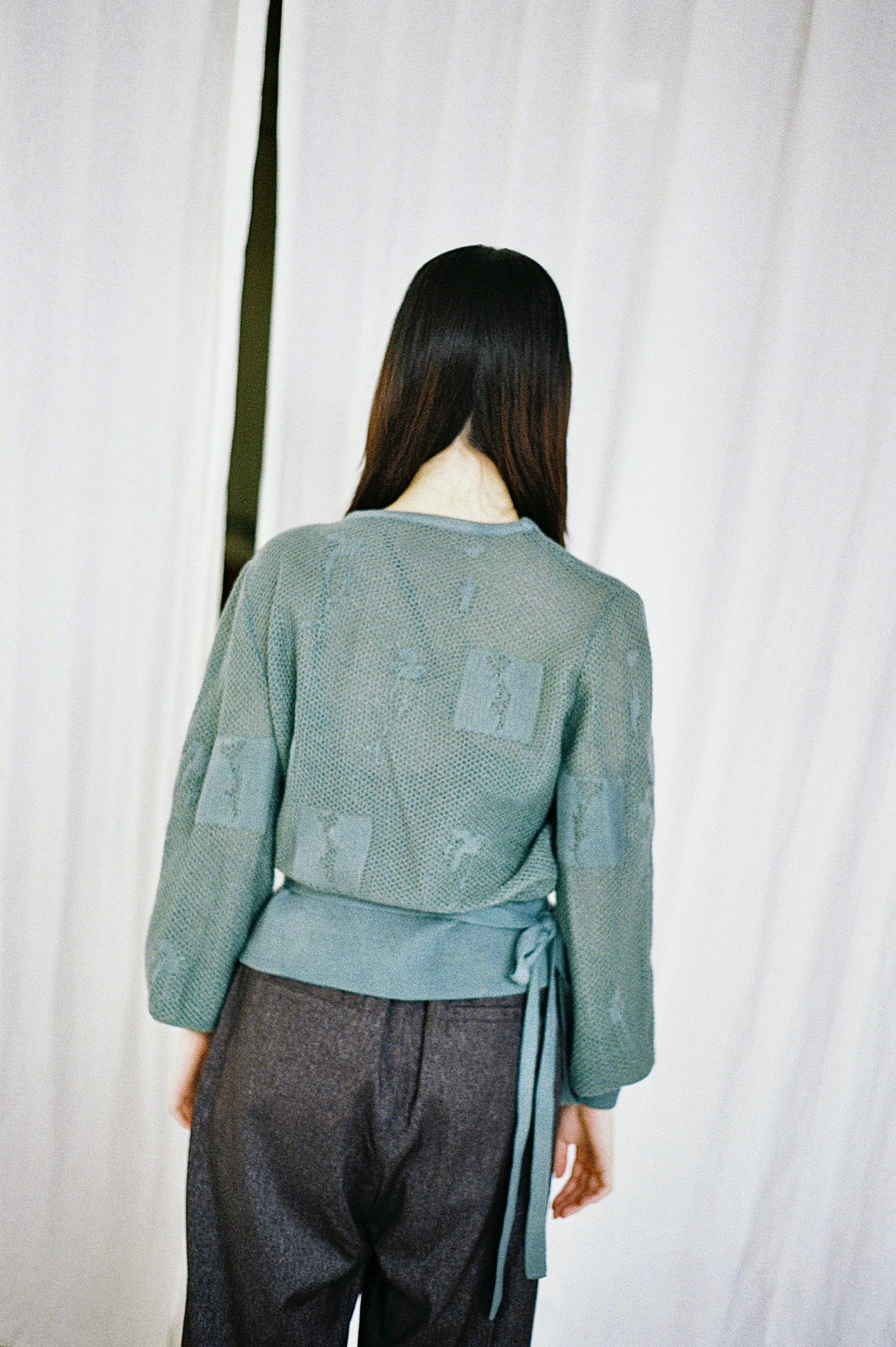 Flora wrap knit top in green