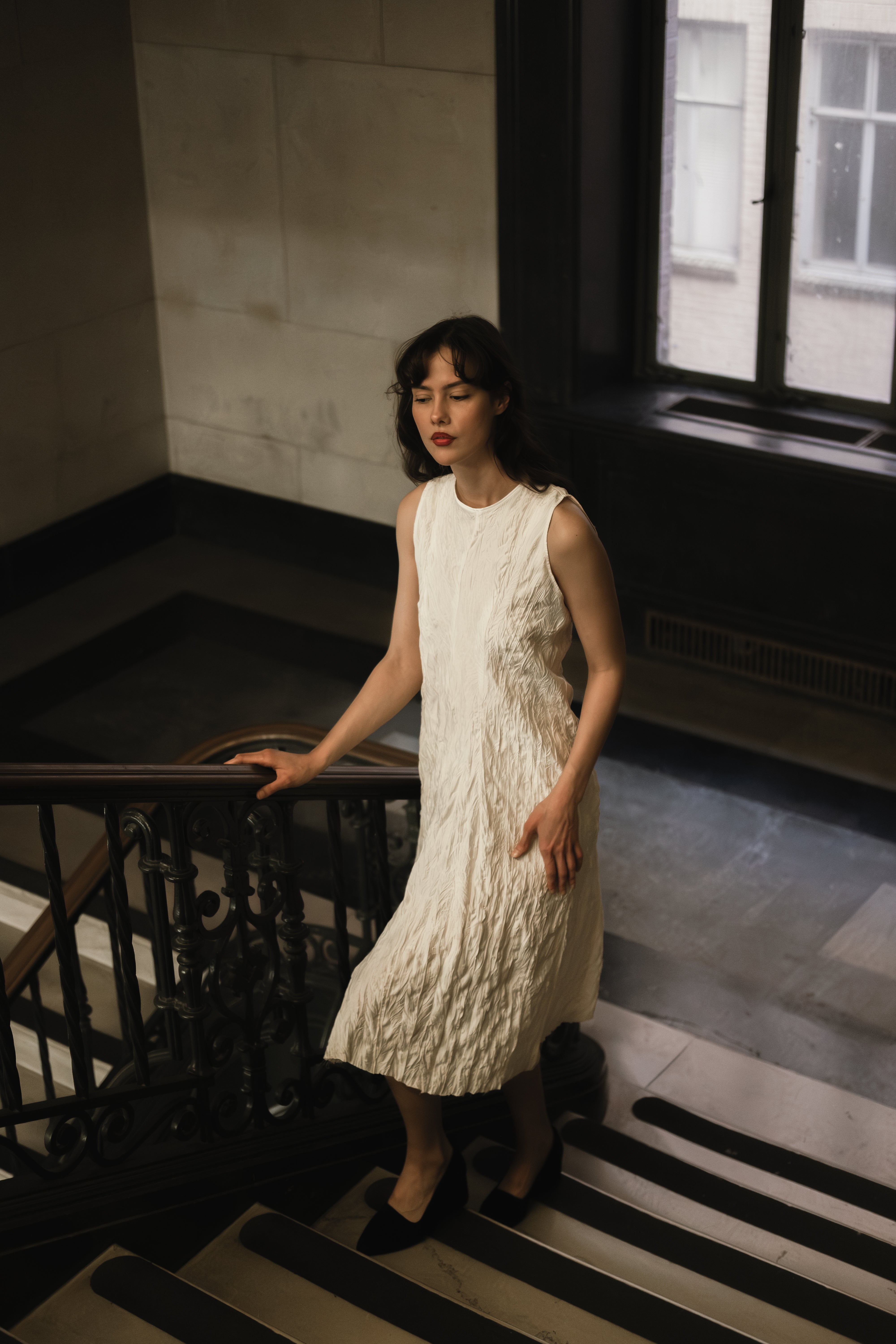 Joni textured ivory dress
