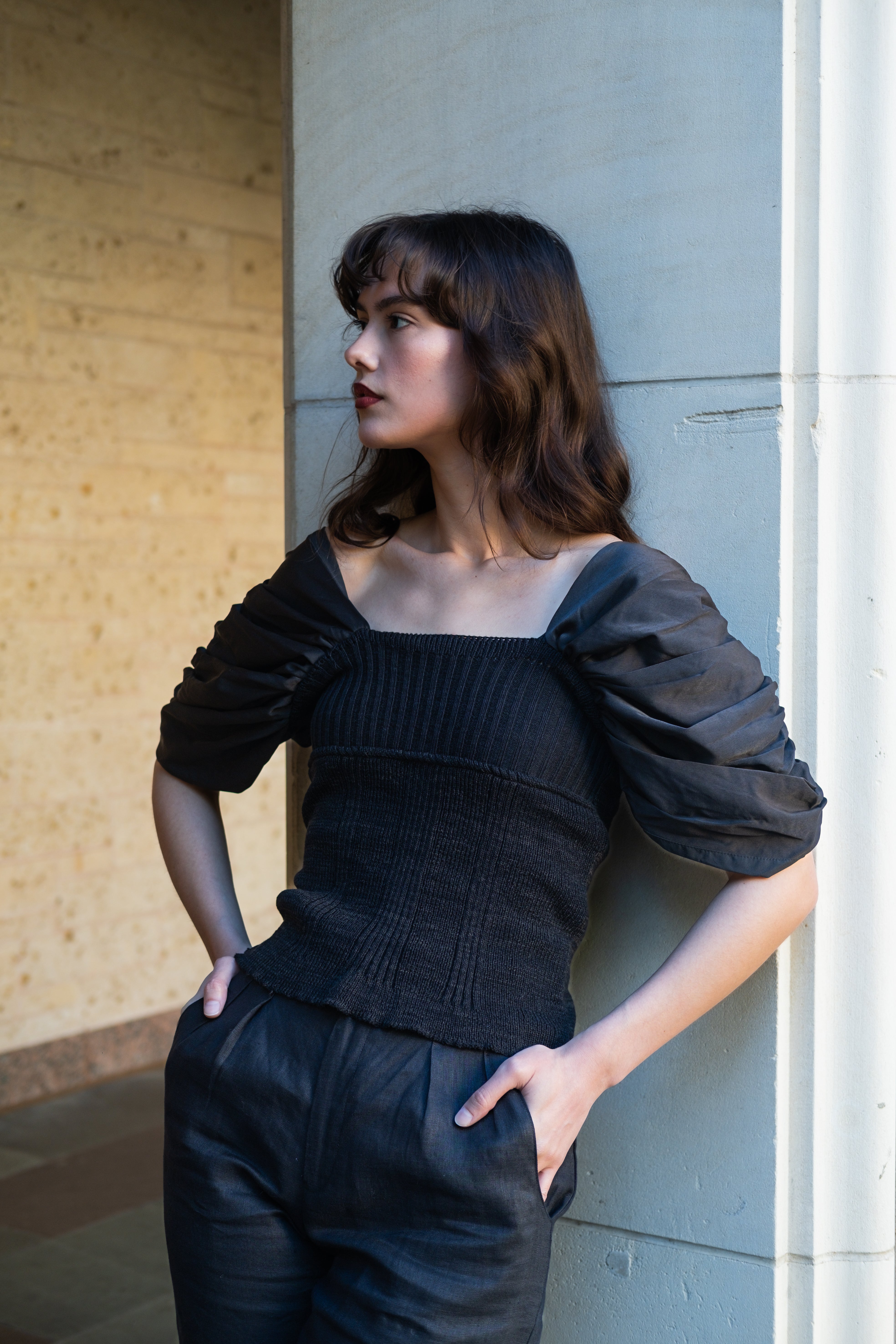 Lana ruffle sleeve knit