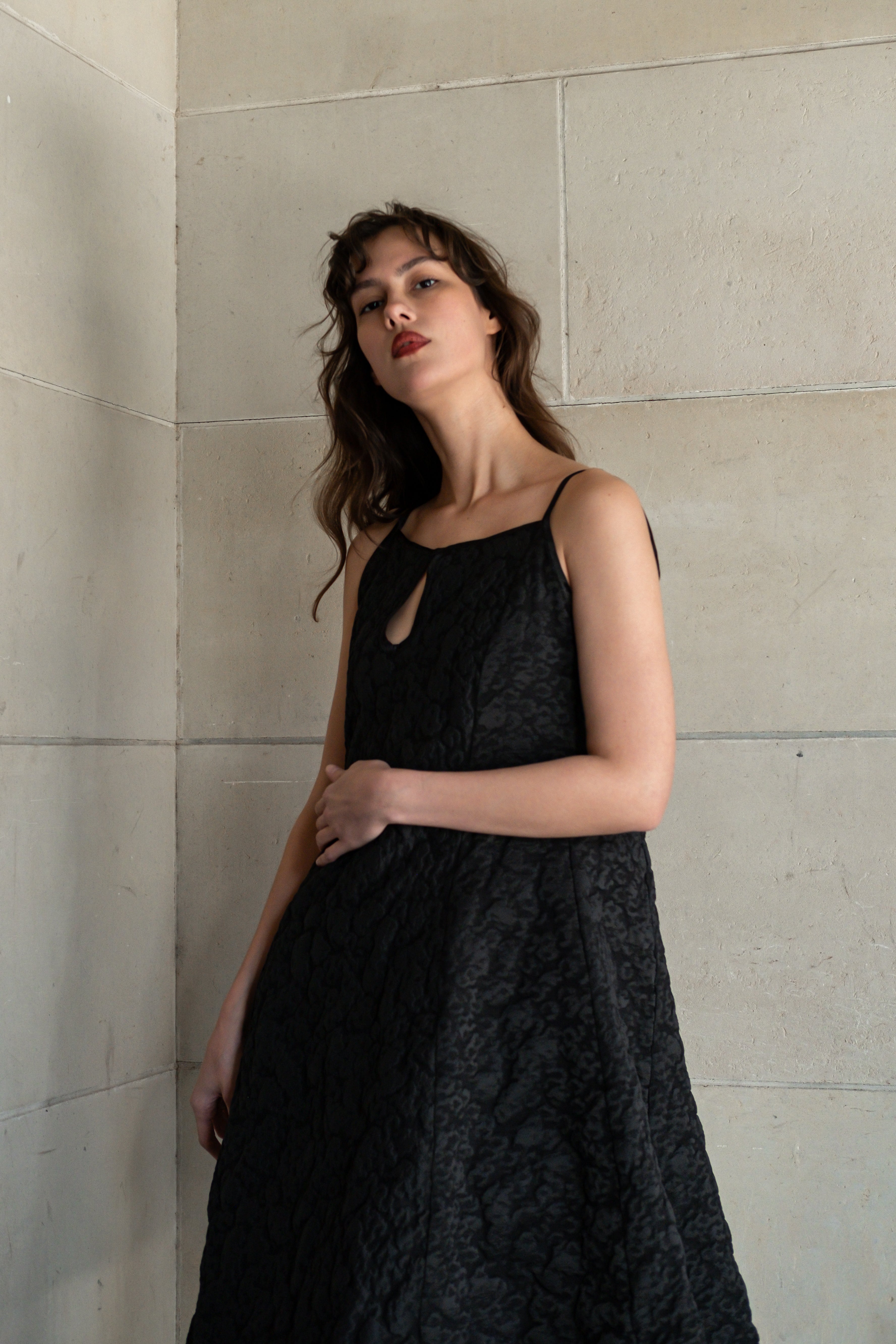 Bloom dress in textured jaquard