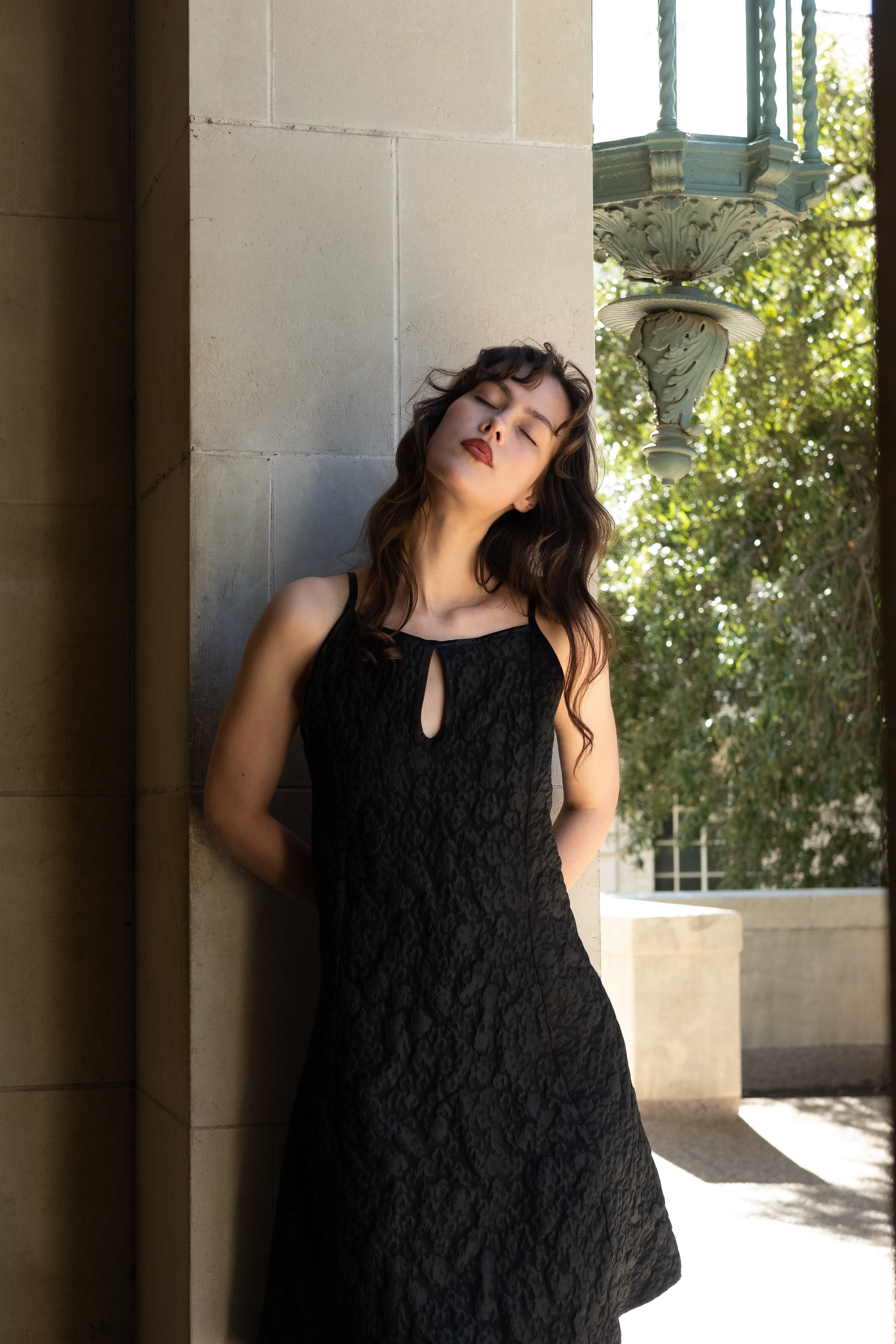 Bloom dress in textured jaquard