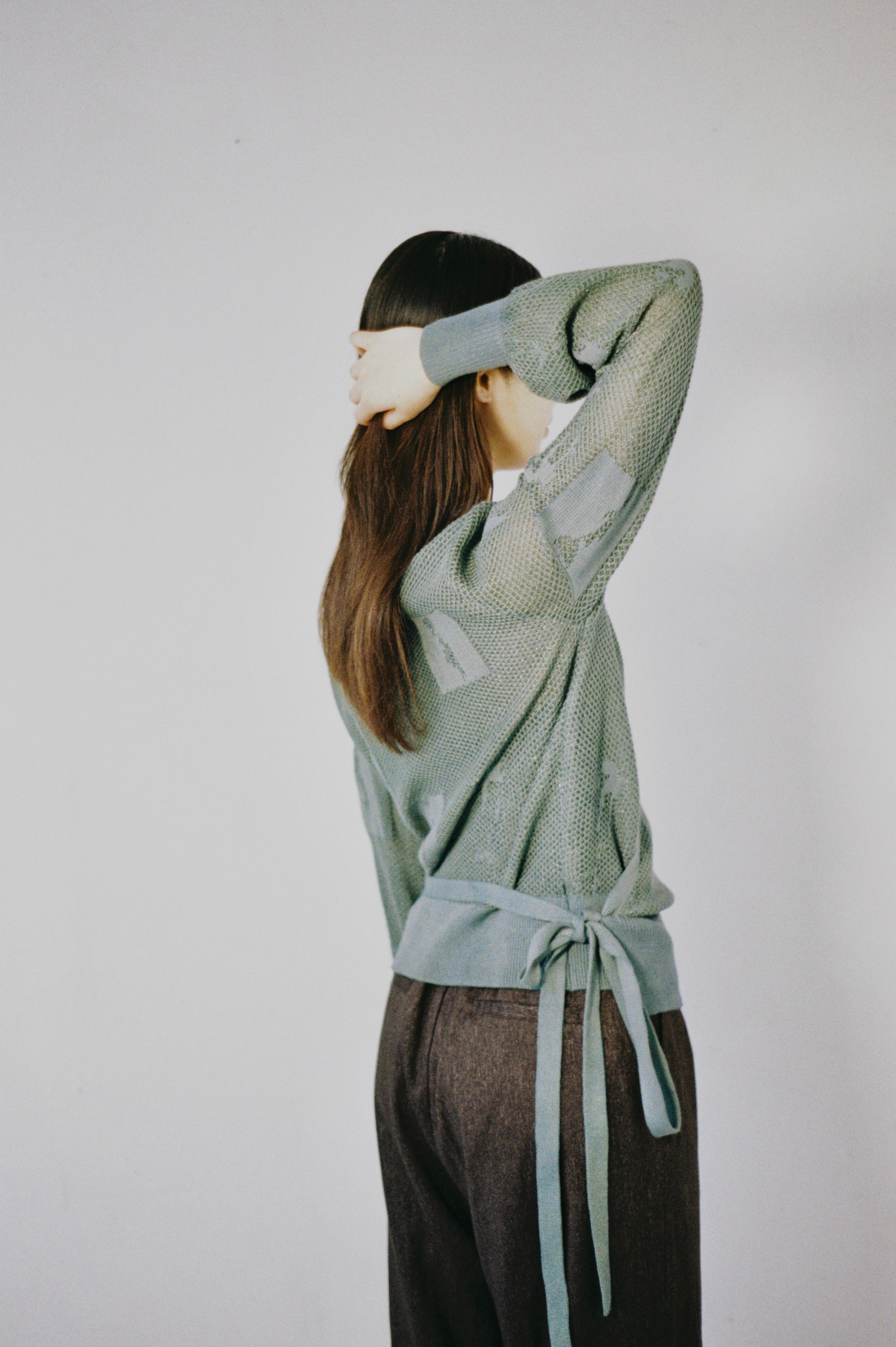 Flora wrap knit top in green