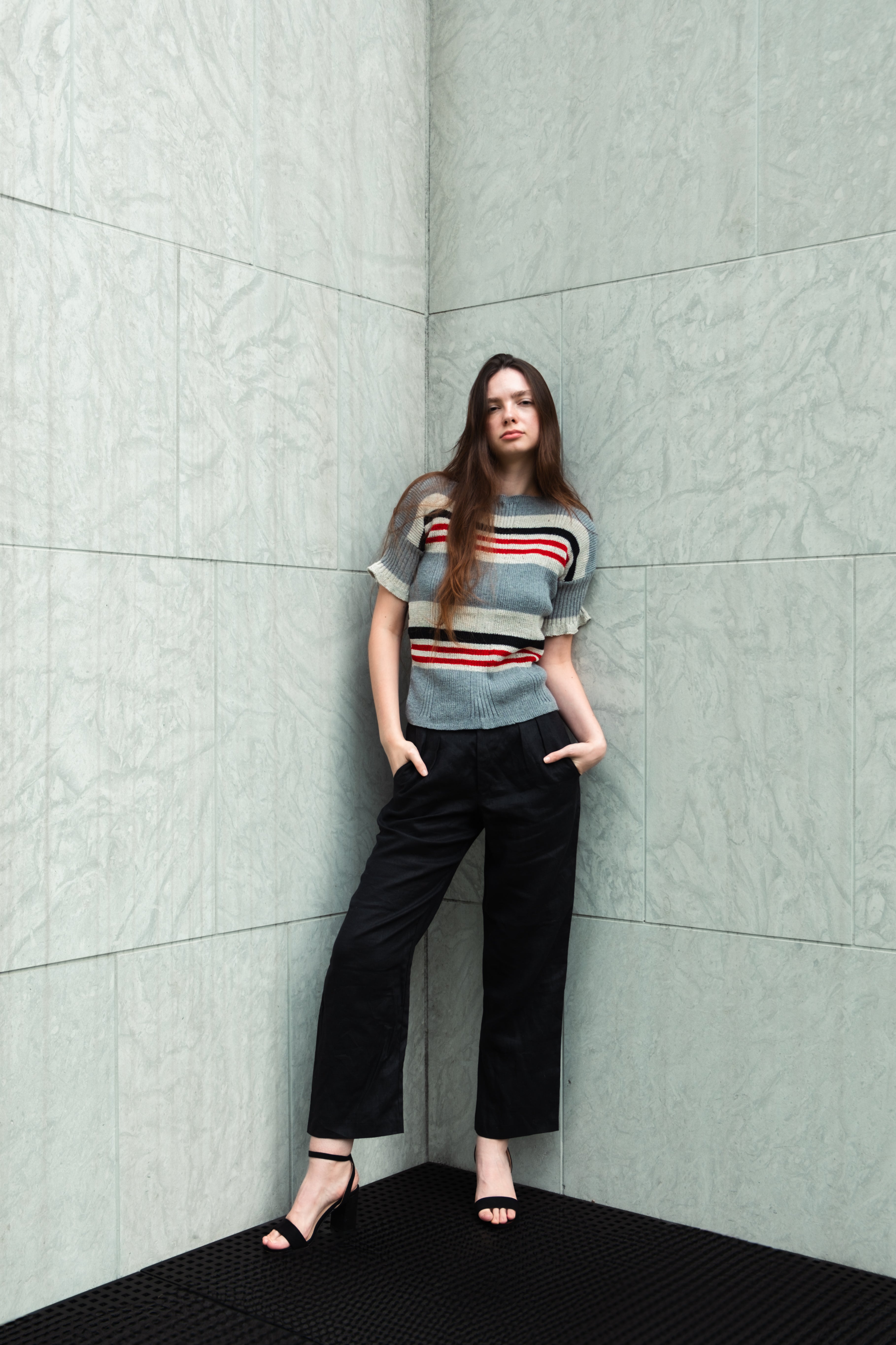 Striped Clay knit top