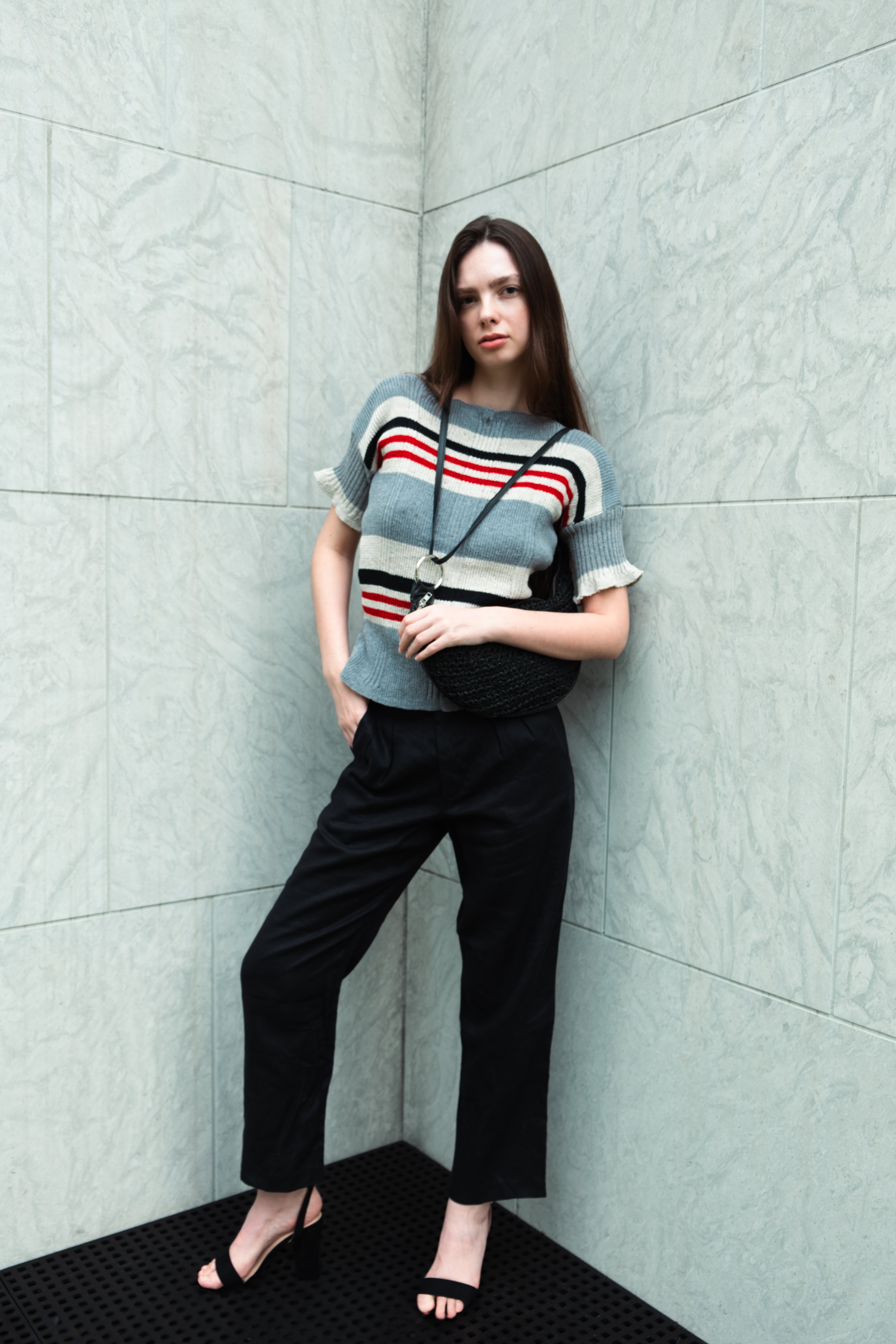 Striped Clay knit top