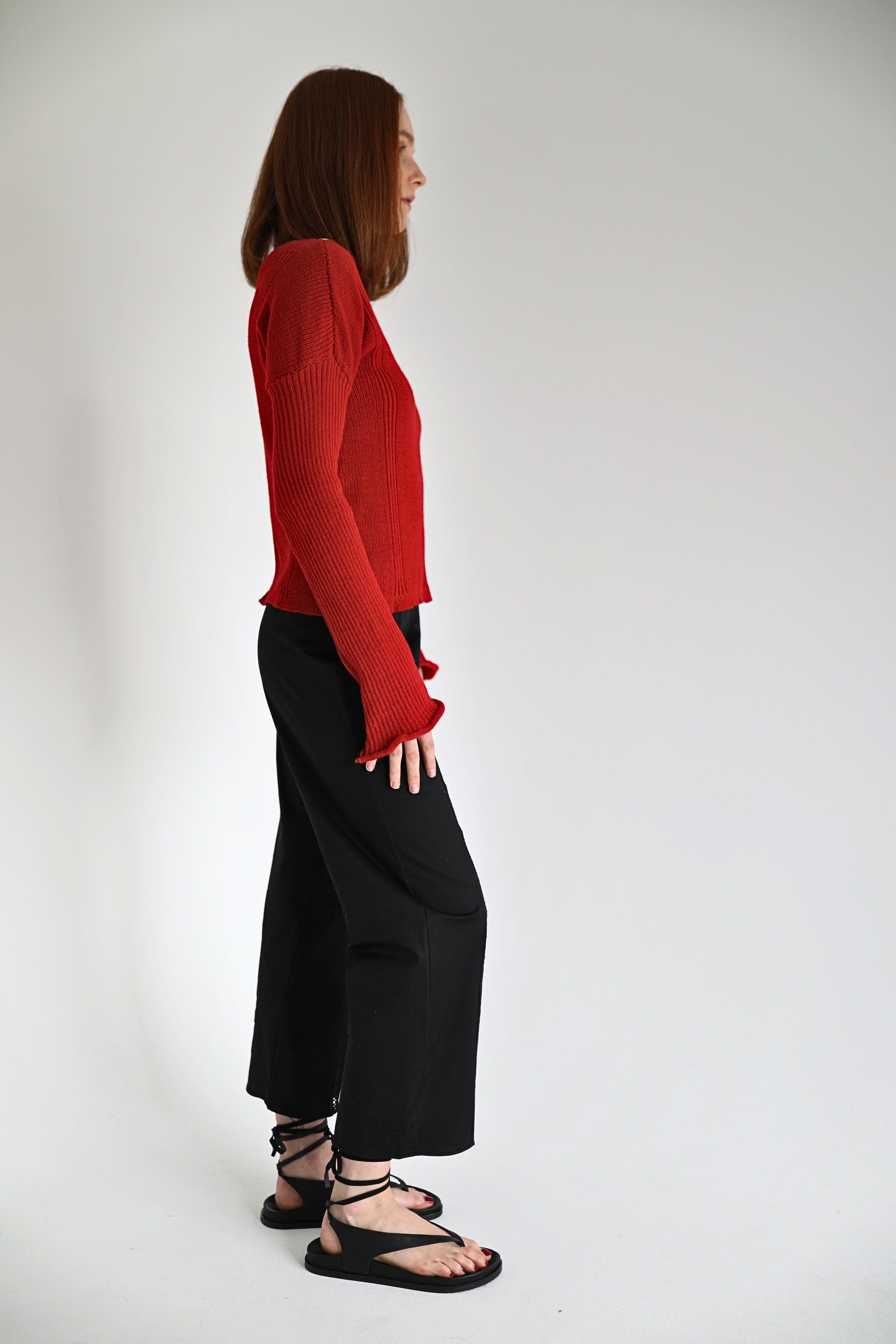 Clay long sleeve knit top in Rose