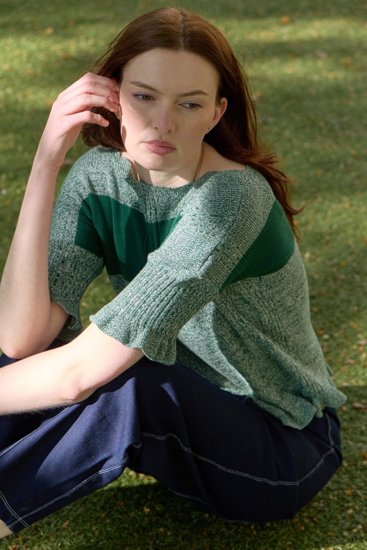 Clay knit top in green (pre-order)