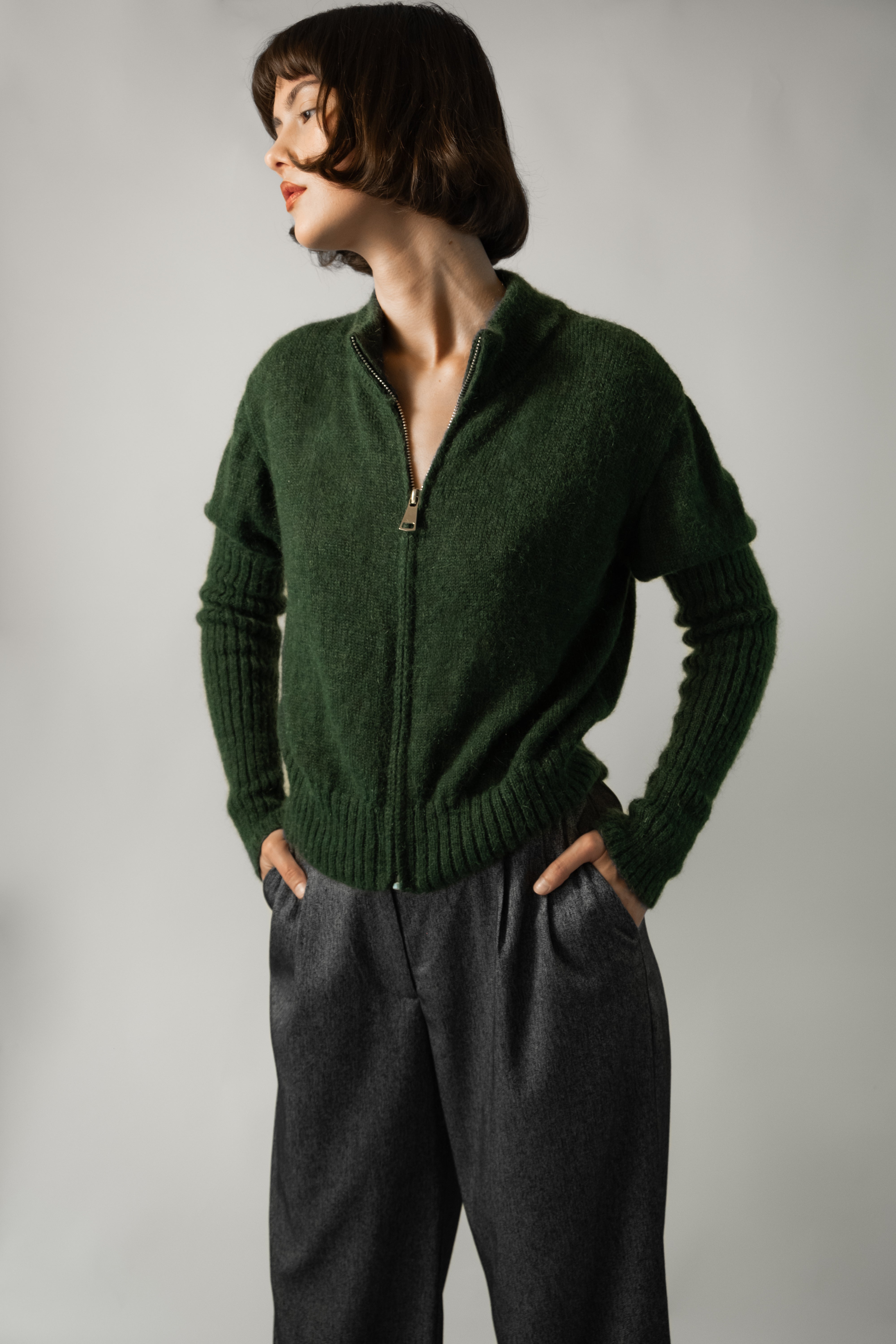 Mila cardigan forest green