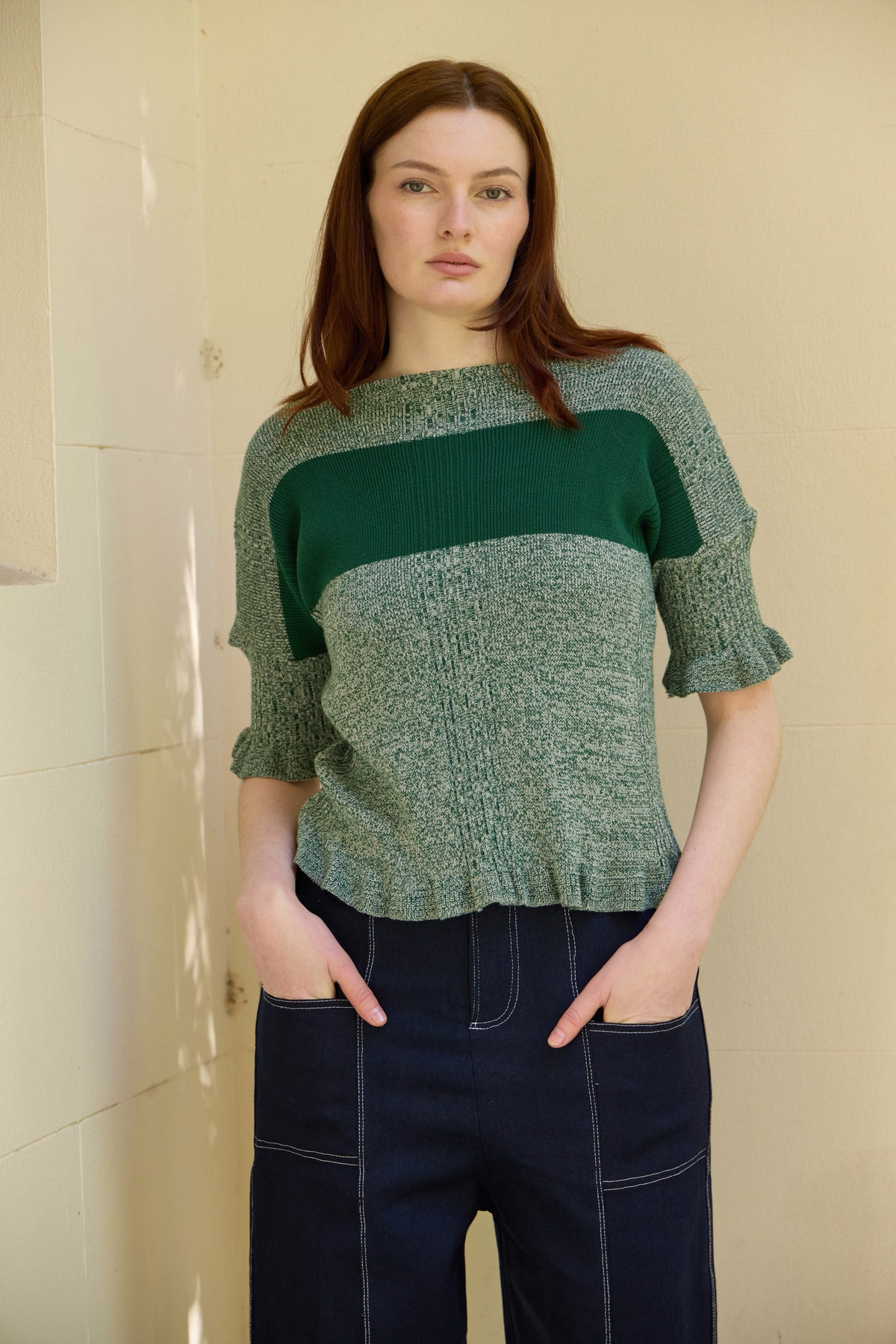 Clay knit top in green (pre-order)