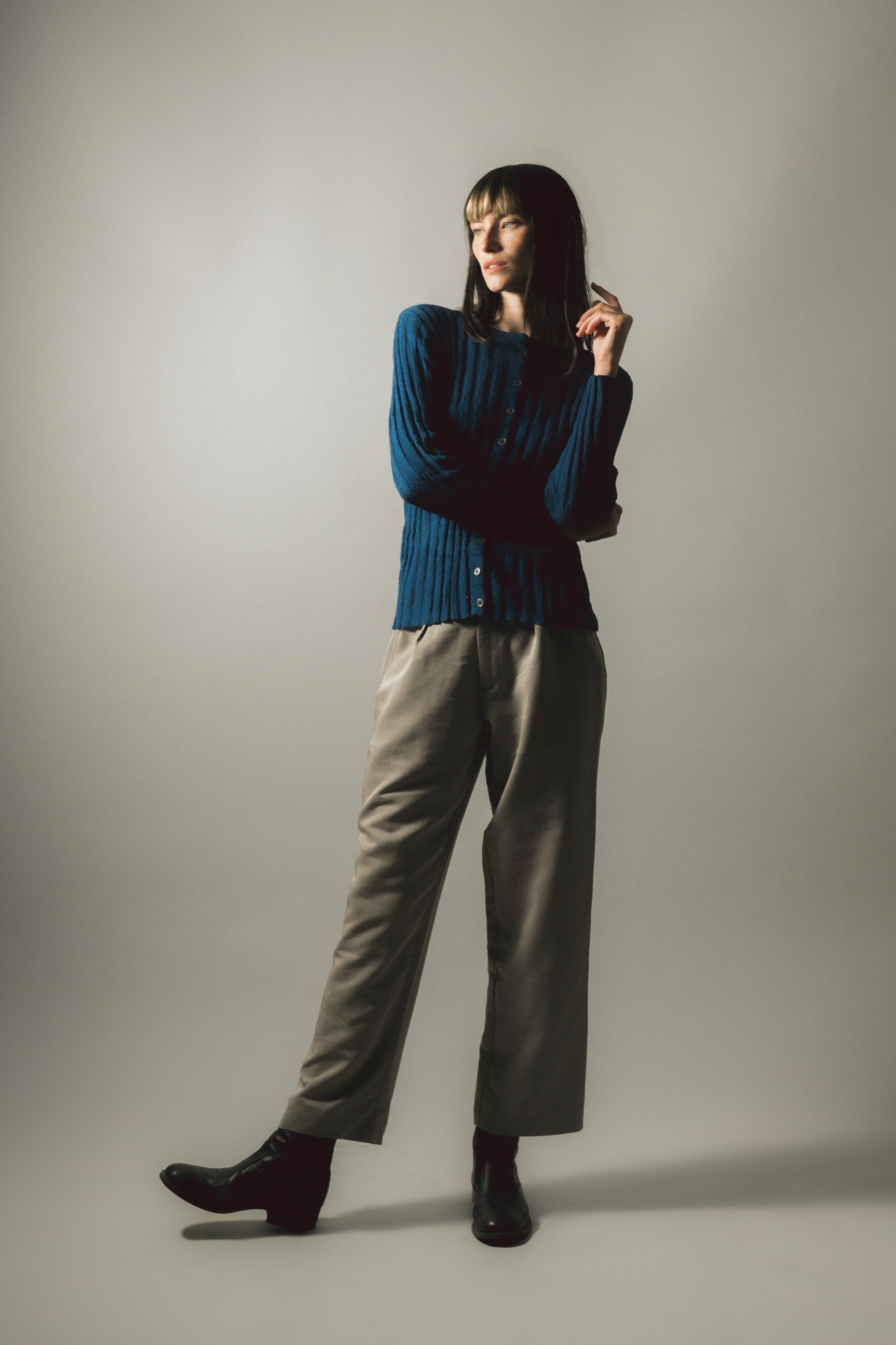 Ivy boucle Cardigan in blue
