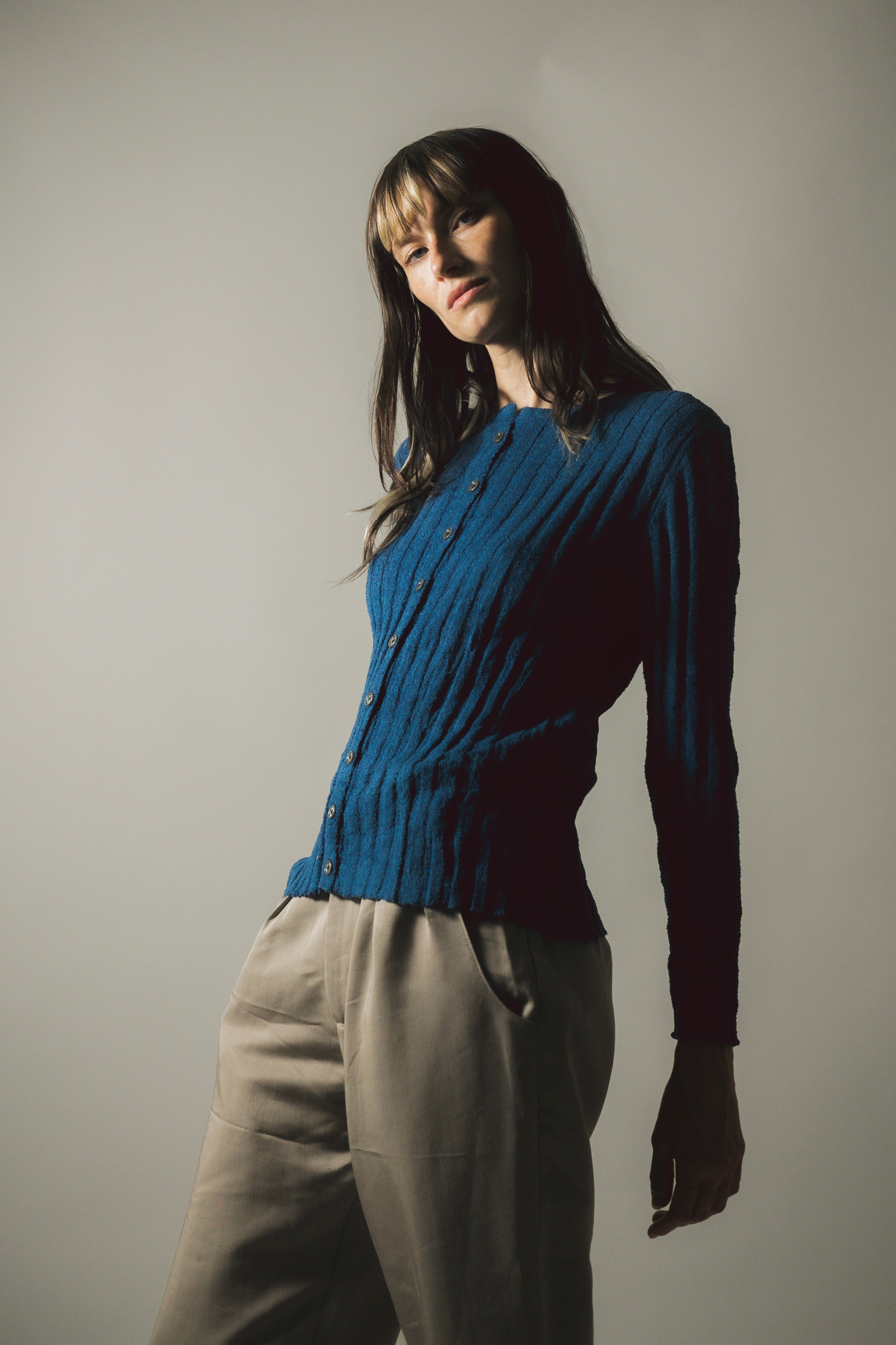 Ivy boucle Cardigan in blue