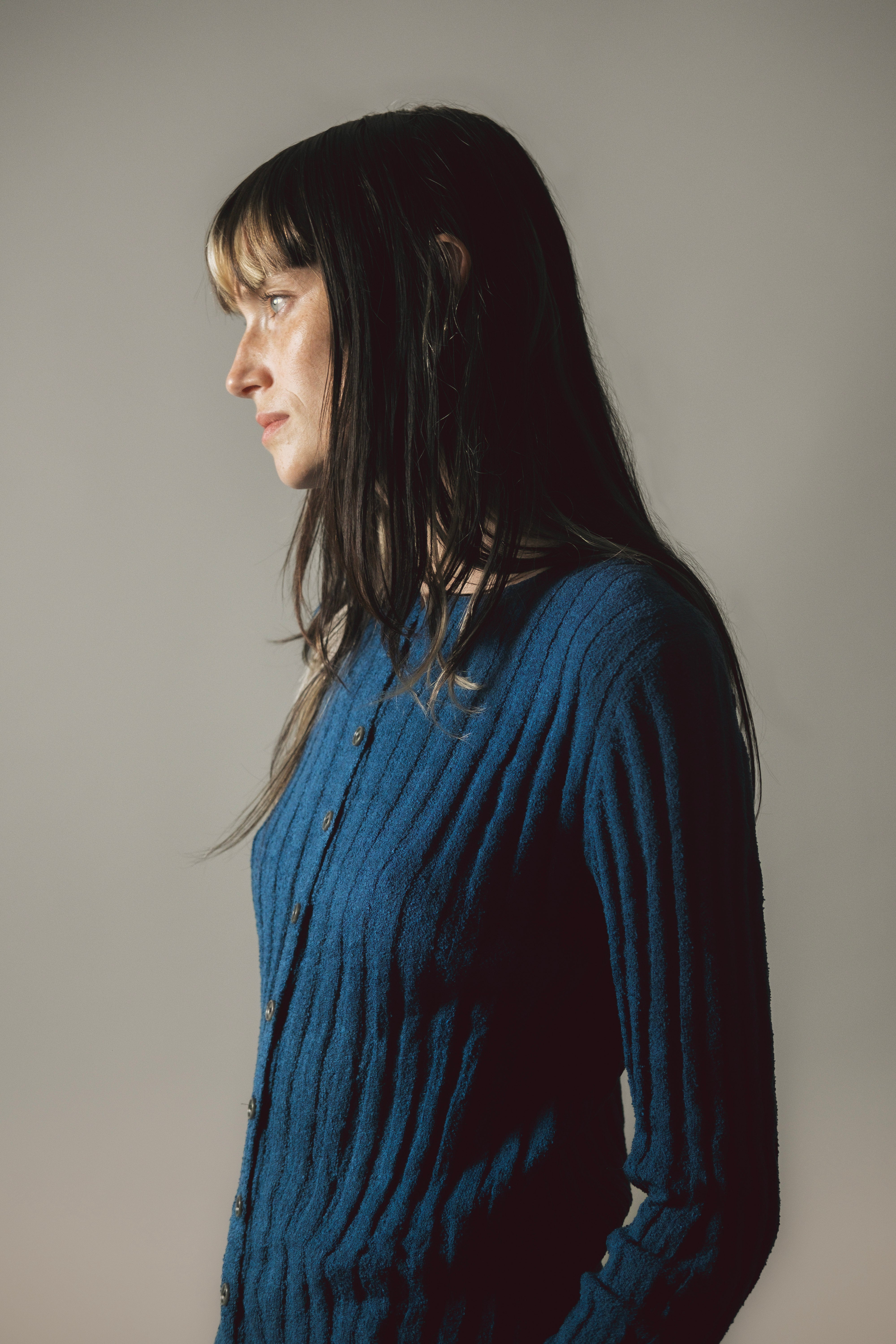 Ivy boucle Cardigan in blue