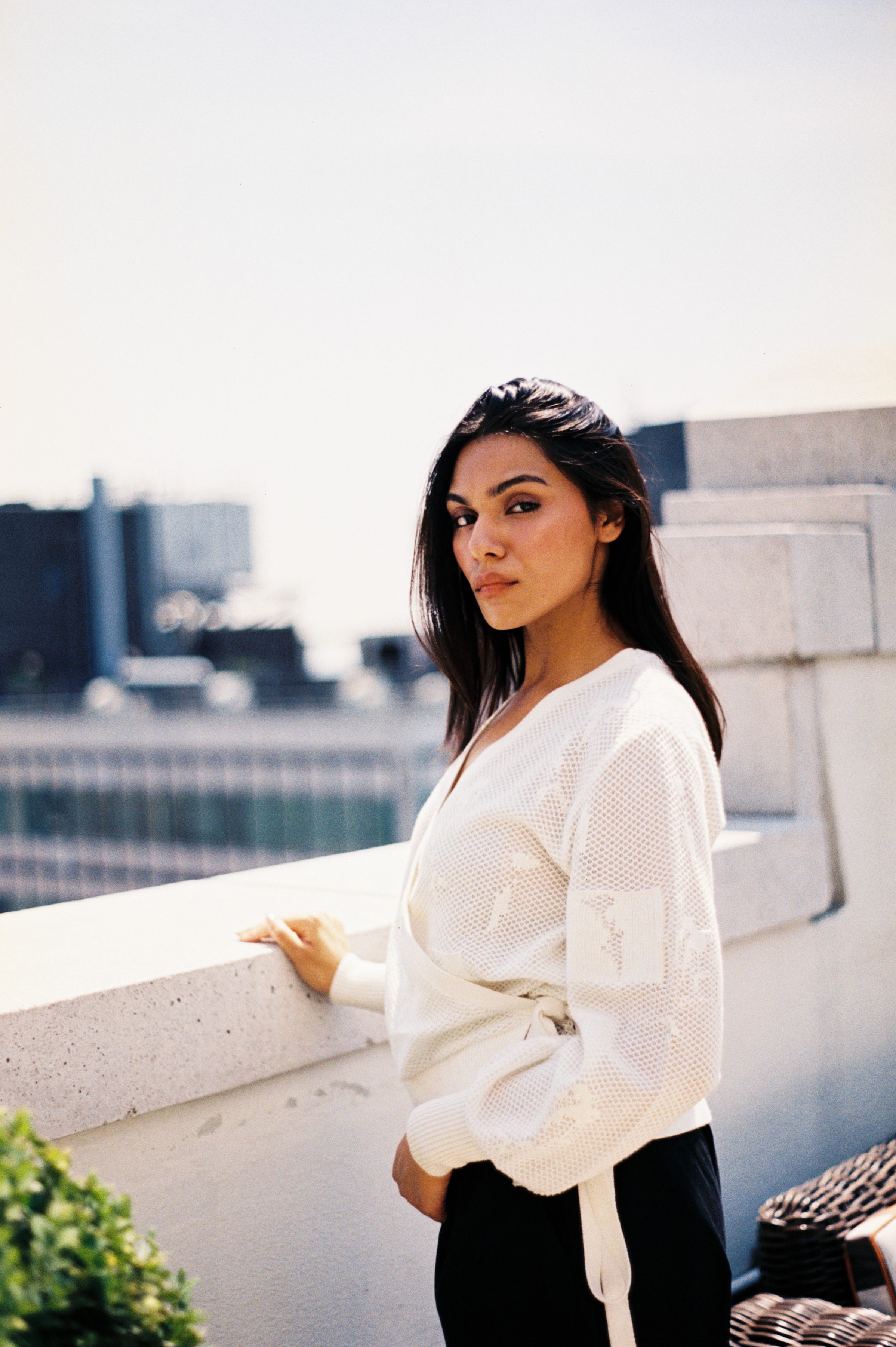 Flora wrap knit top
