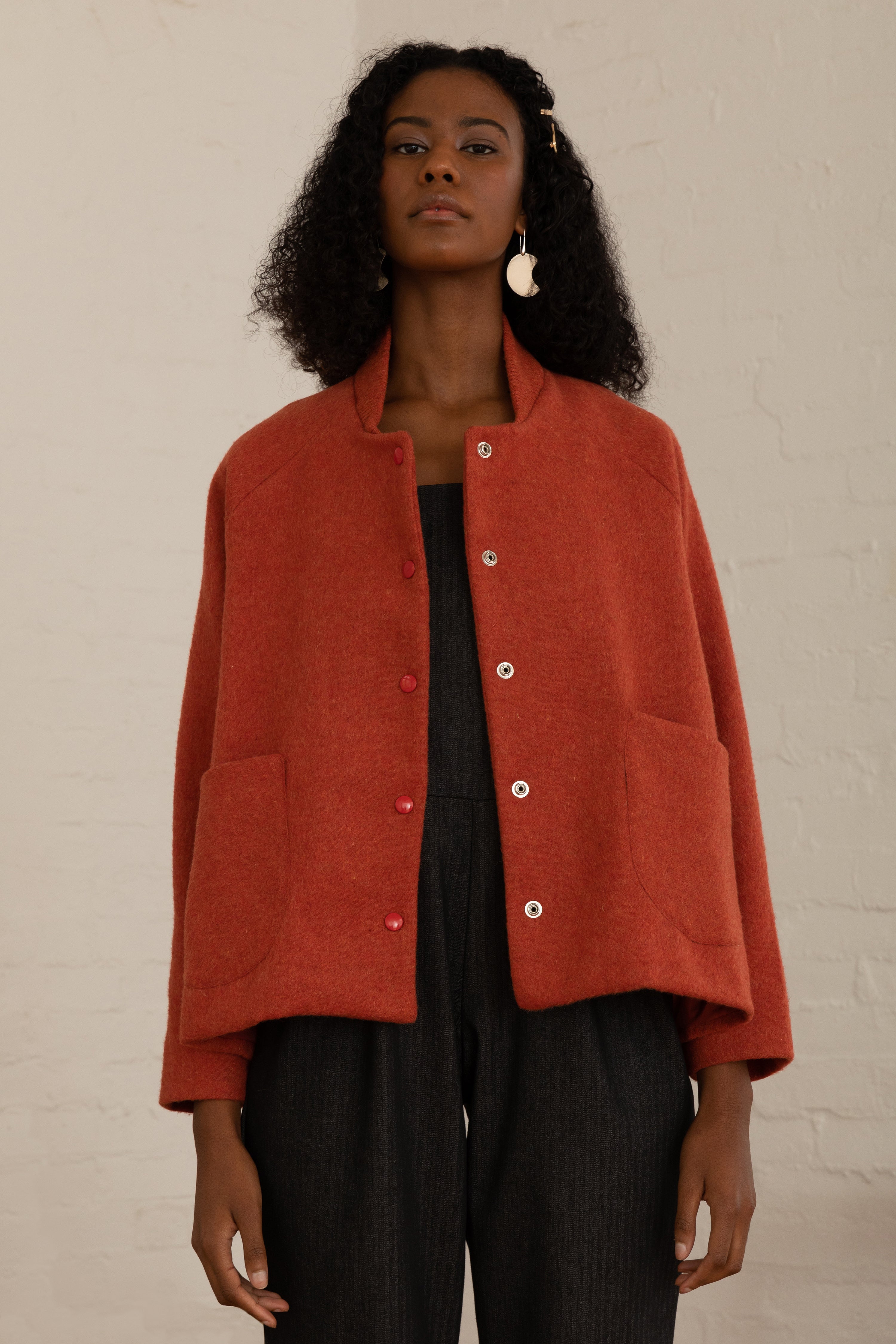 Kona wool Jacket in burnt orange