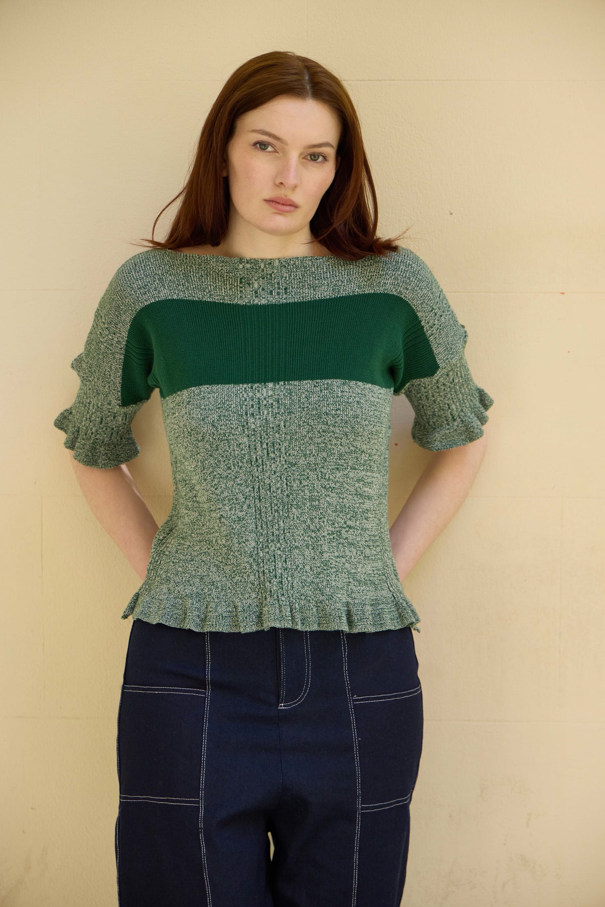 Clay knit top in green (pre-order)