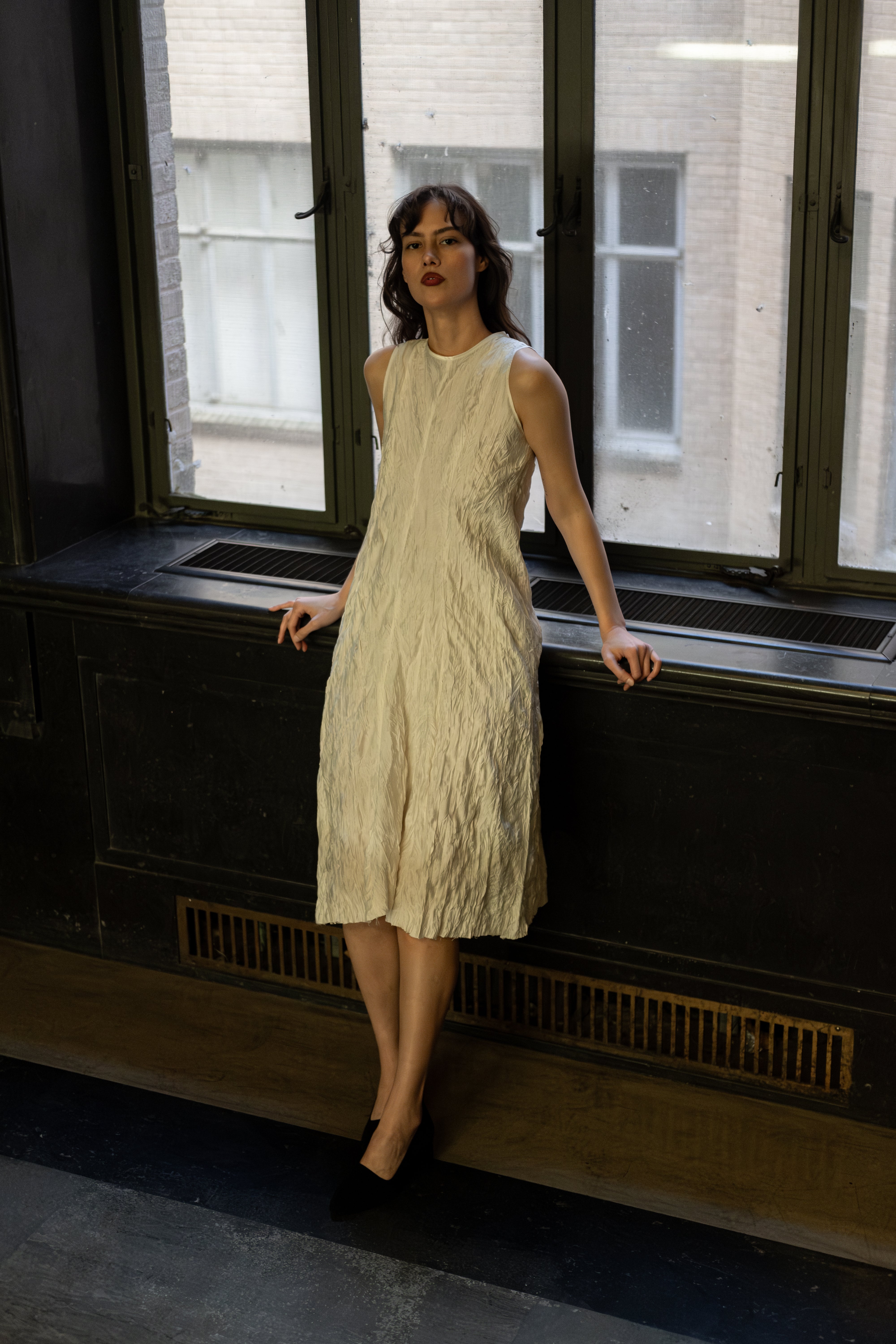 Joni textured ivory dress