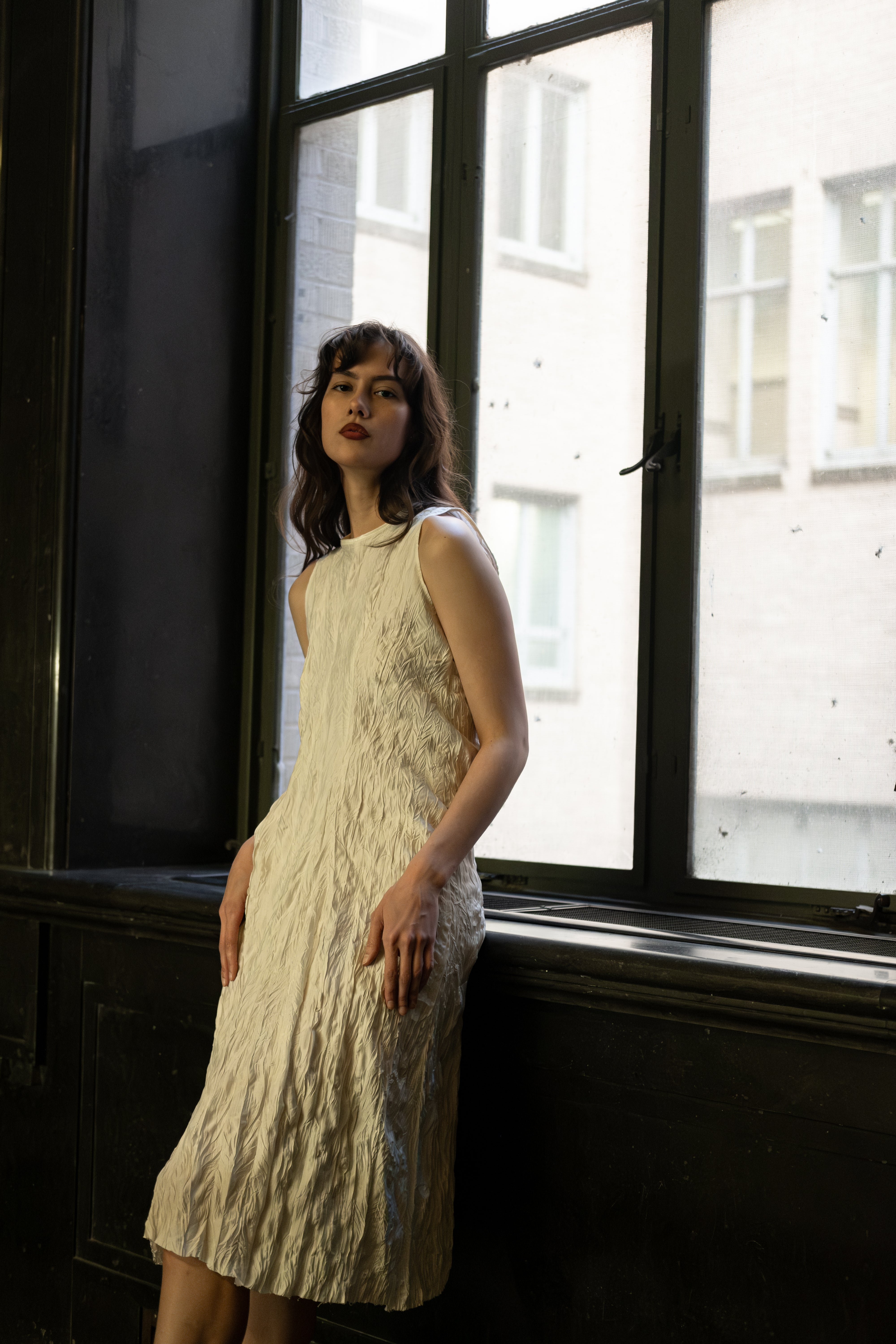 Joni textured ivory dress