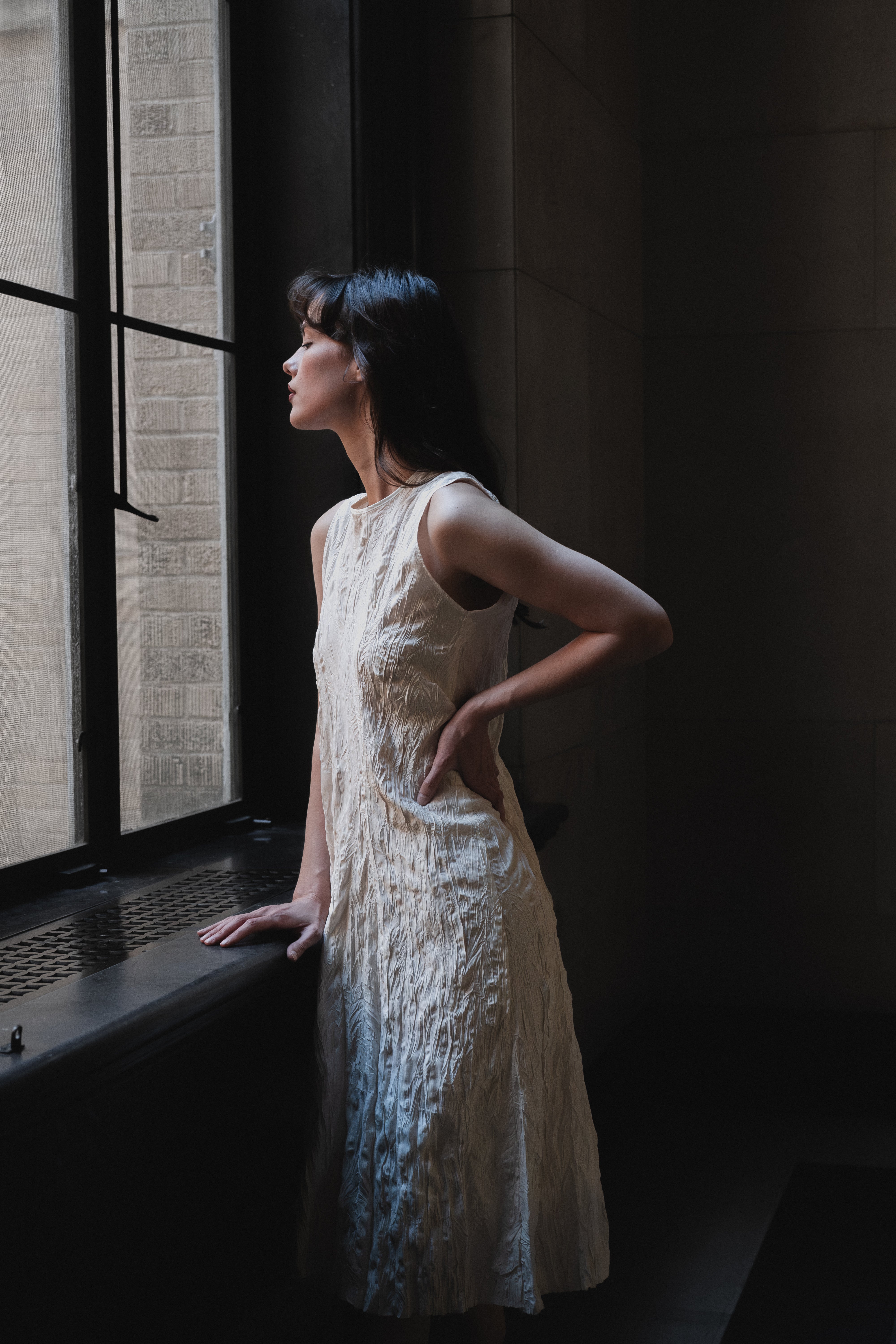 Joni textured ivory dress