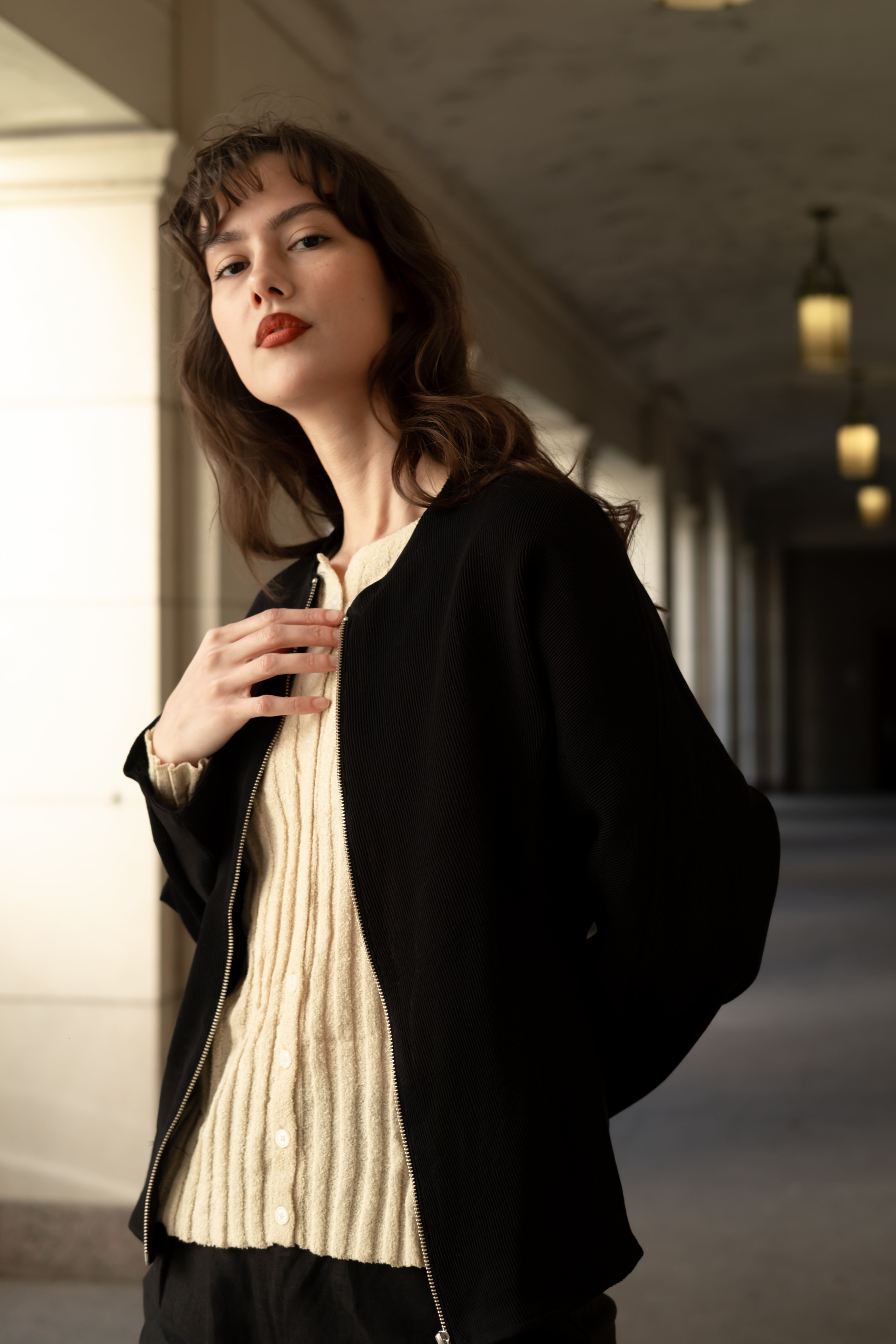 Fenna pleated black jacket