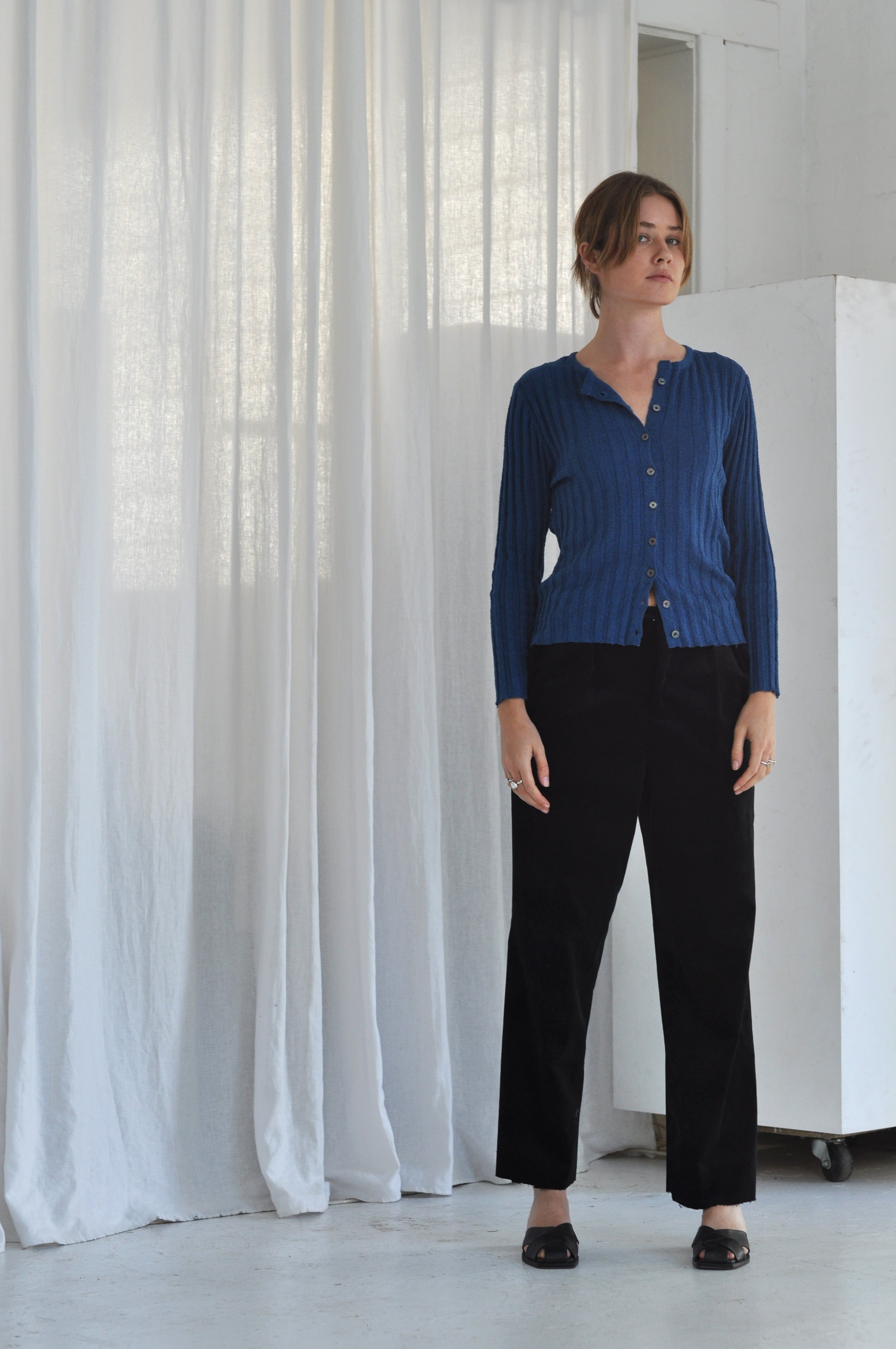 Ivy boucle Cardigan in blue