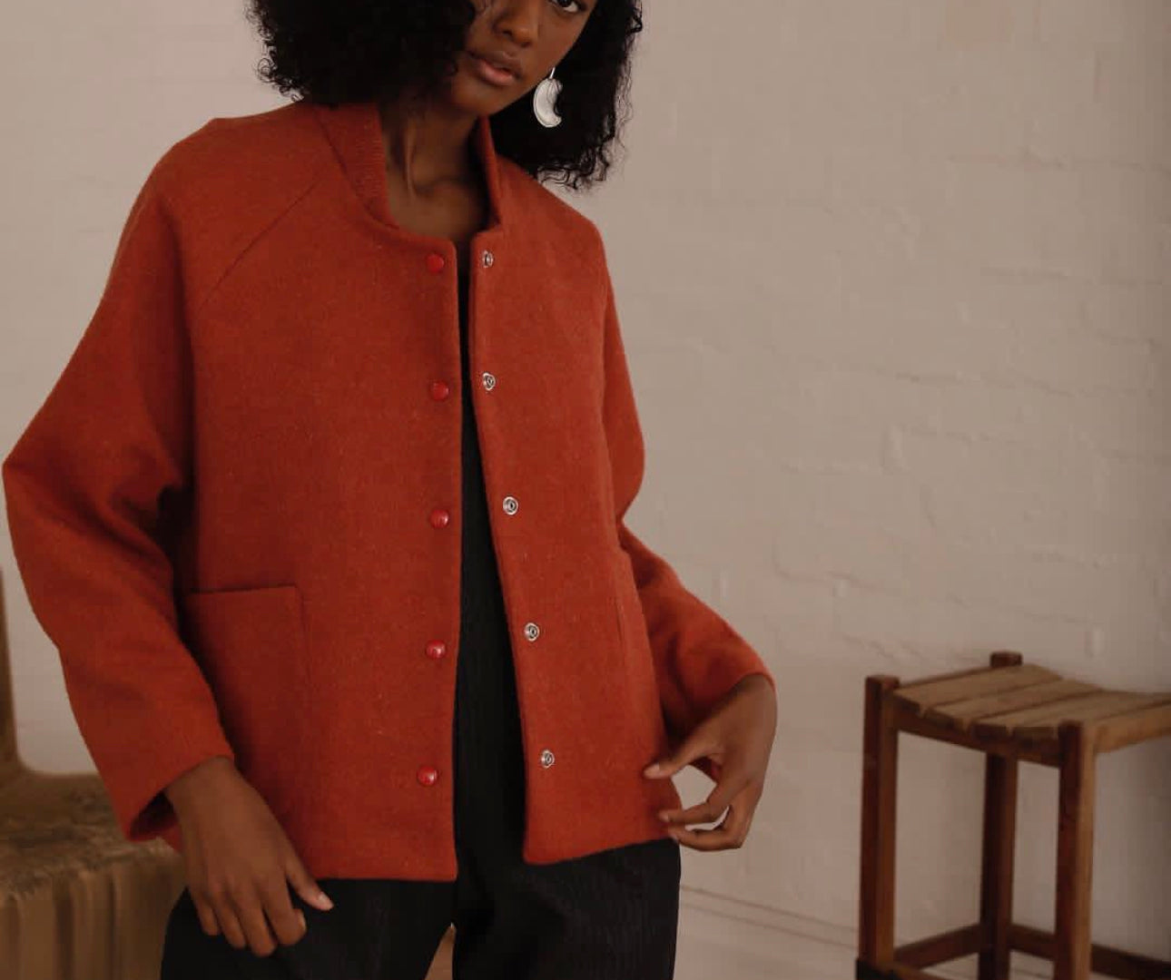 Kona wool Jacket in burnt orange