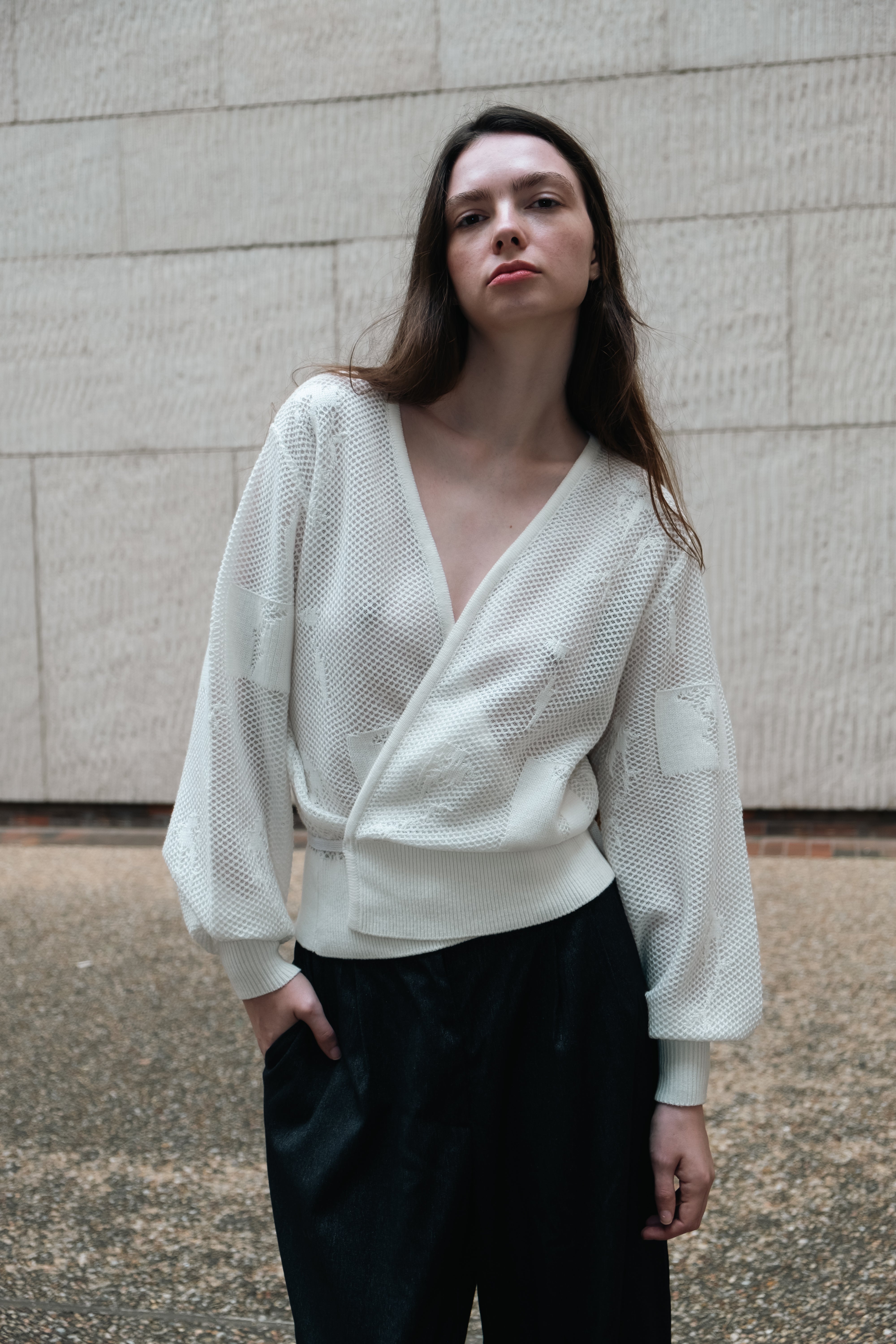 Flora wrap knit top