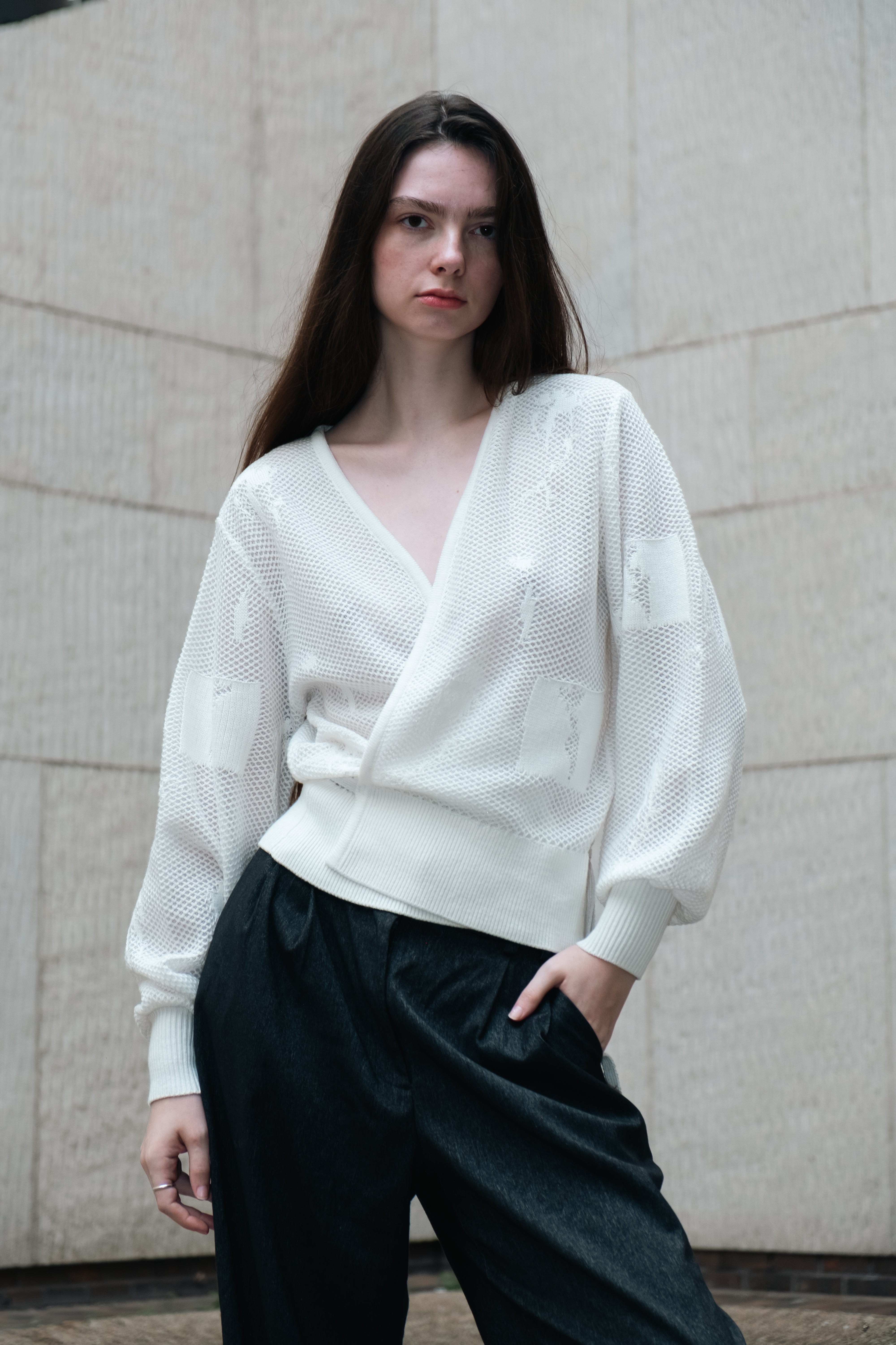 Flora wrap knit top