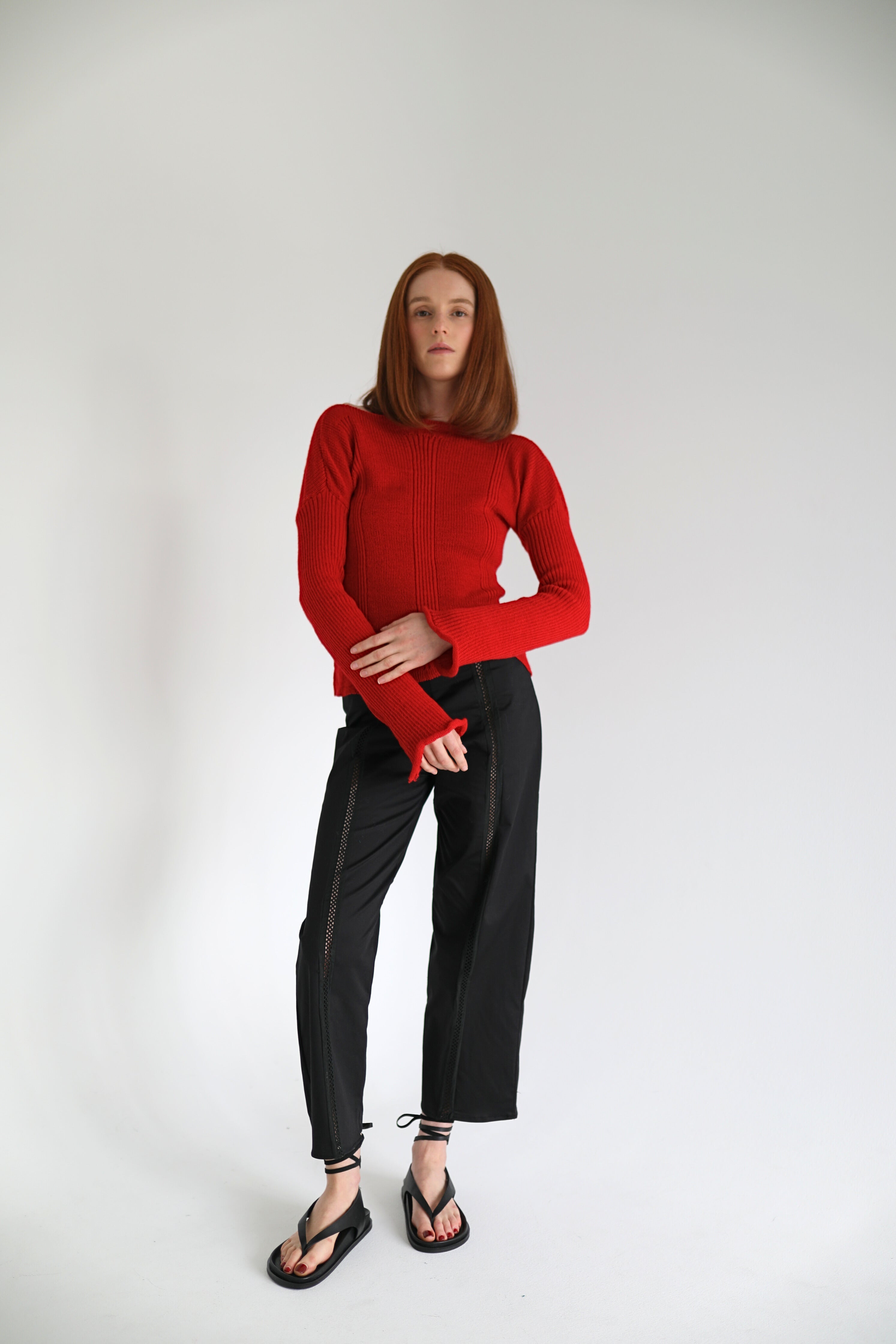 Clay long sleeve knit top in Rose